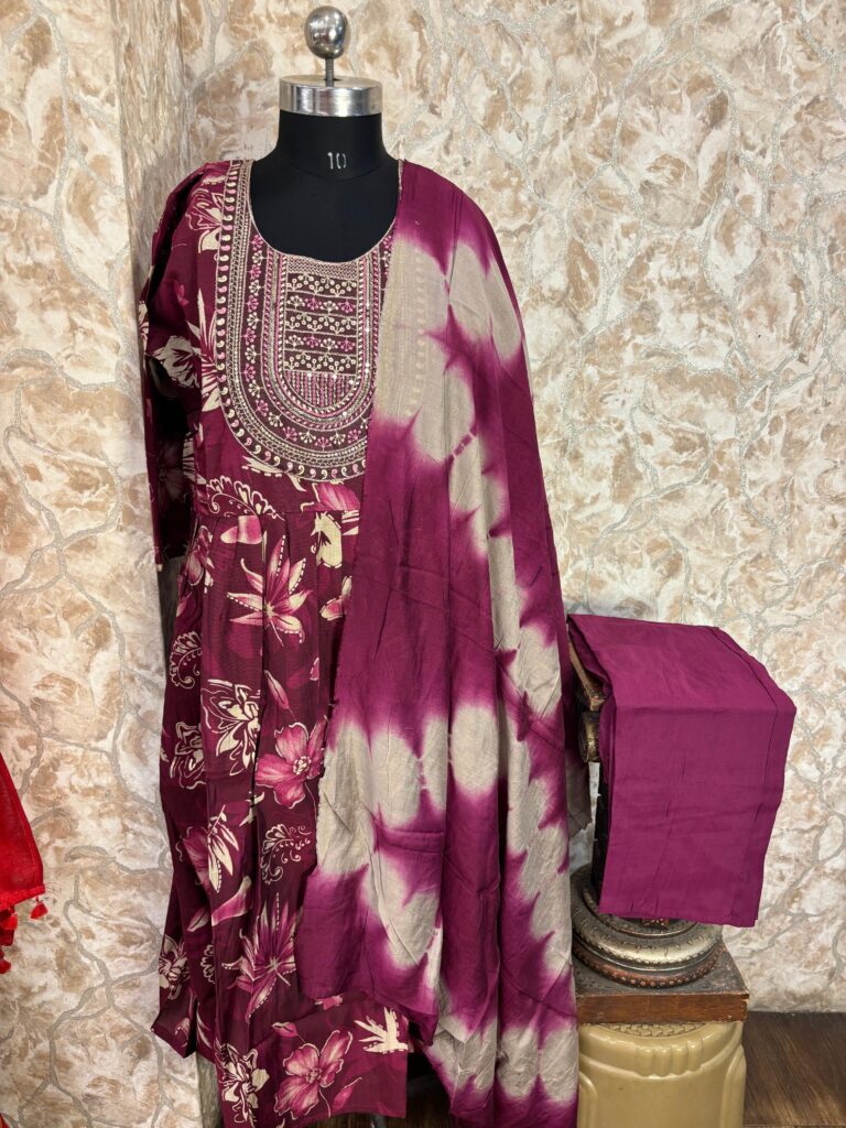 Wine Purple Cotton Salwar Suit