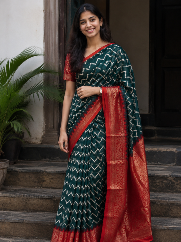 Soft Silk Saree with Rich Red Zari Border