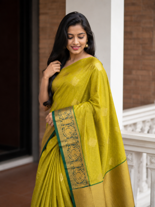 Lime Green Soft Silk Saree