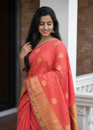 orangesilk290626 Orange Soft Silk Saree