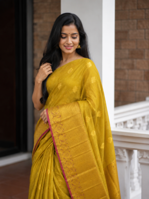 Mustard Yellow Soft Silk Saree