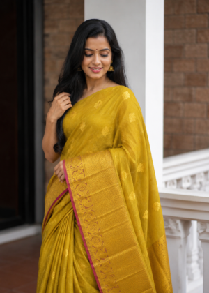 pure silk 290626 Mustard Yellow Soft Silk Saree